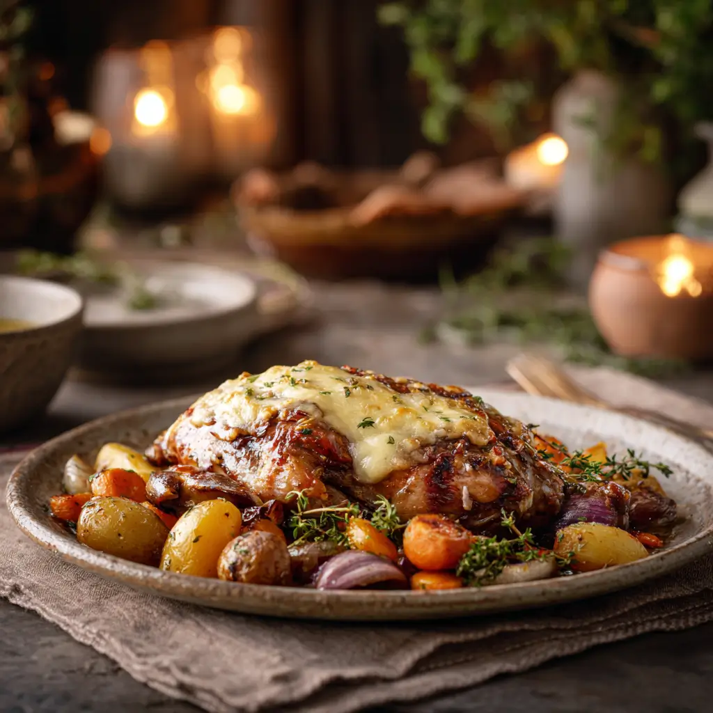 Grouse cheese recipe with roasted grouse and melted Gruyère
