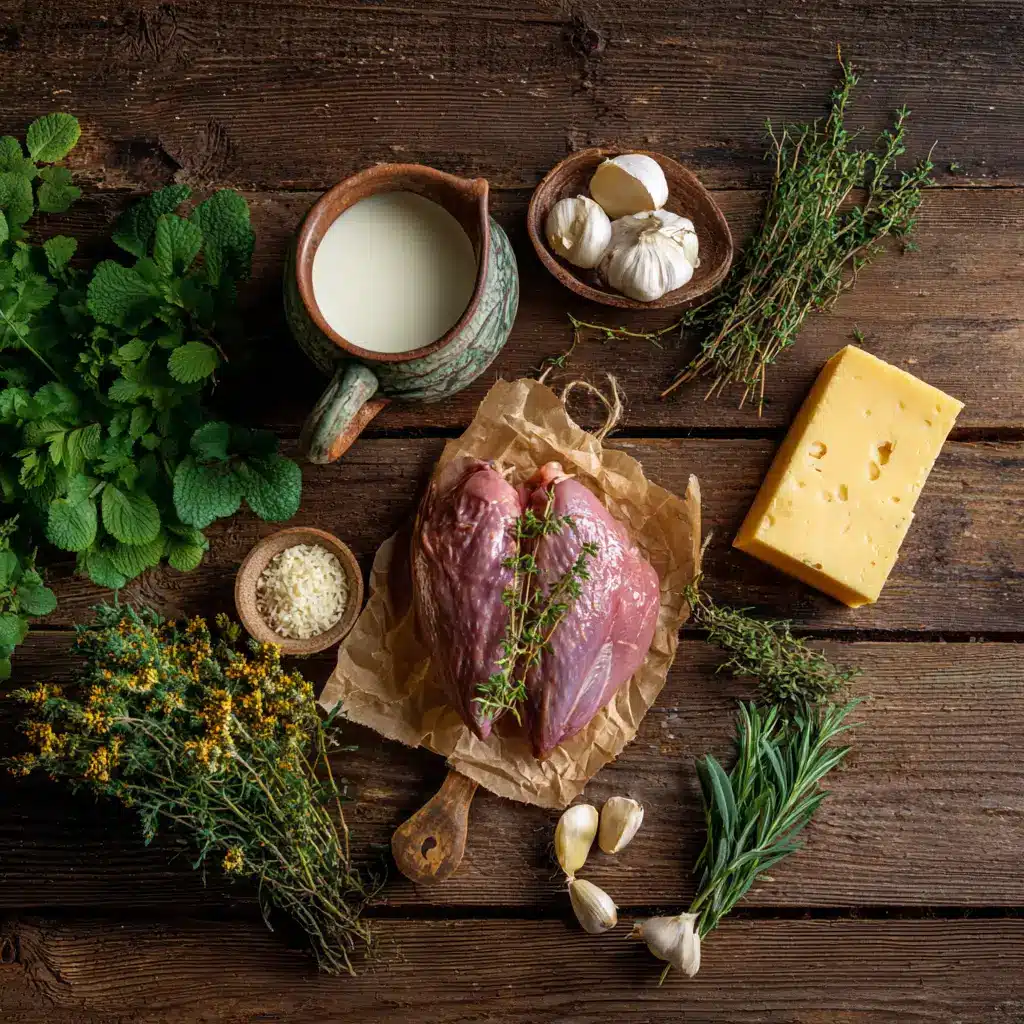 Ingredients for grouse cheese recipe