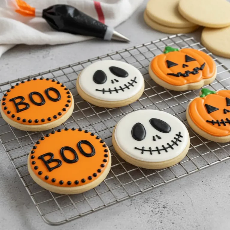 Halloween sugar cookies decorated with icing