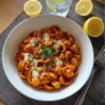 Cheesy chicken pasta in creamy tomato sauce