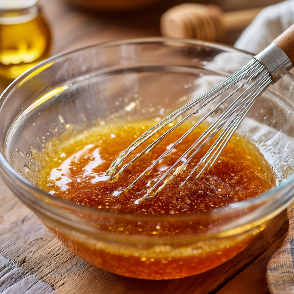 Mixing blondie batter with honey and cinnamon