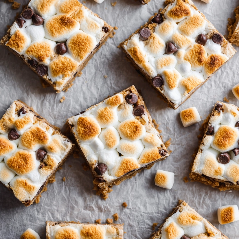 S’more Bars: The Ultimate Easy Fall Dessert for Kids and Game Day Sweets 8 Gooey stacked s’more bars ready to serve