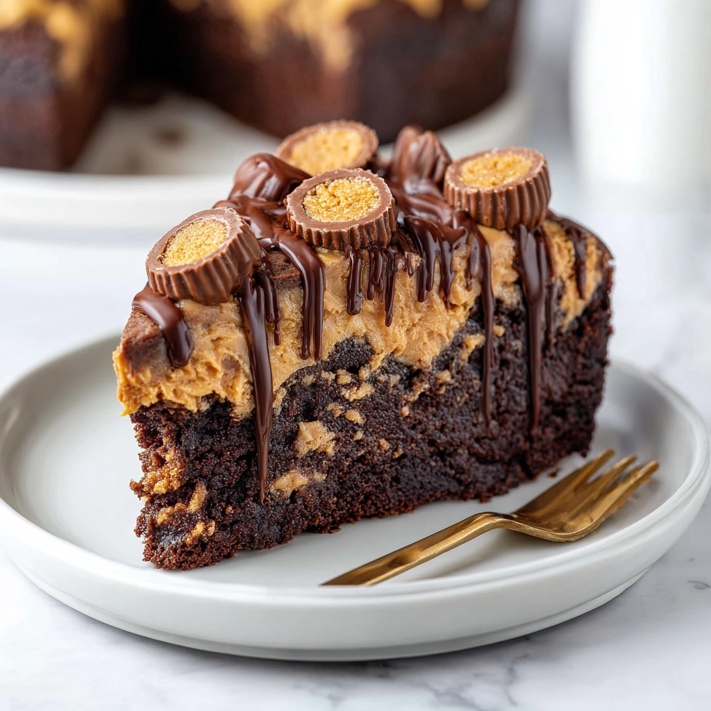 Peanut Butter Cup Dump Cake — The Ultimate Easy Dessert You’ll Make Again and Again 6 “serving peanut butter cup dump cake with ice cream on rustic plates”