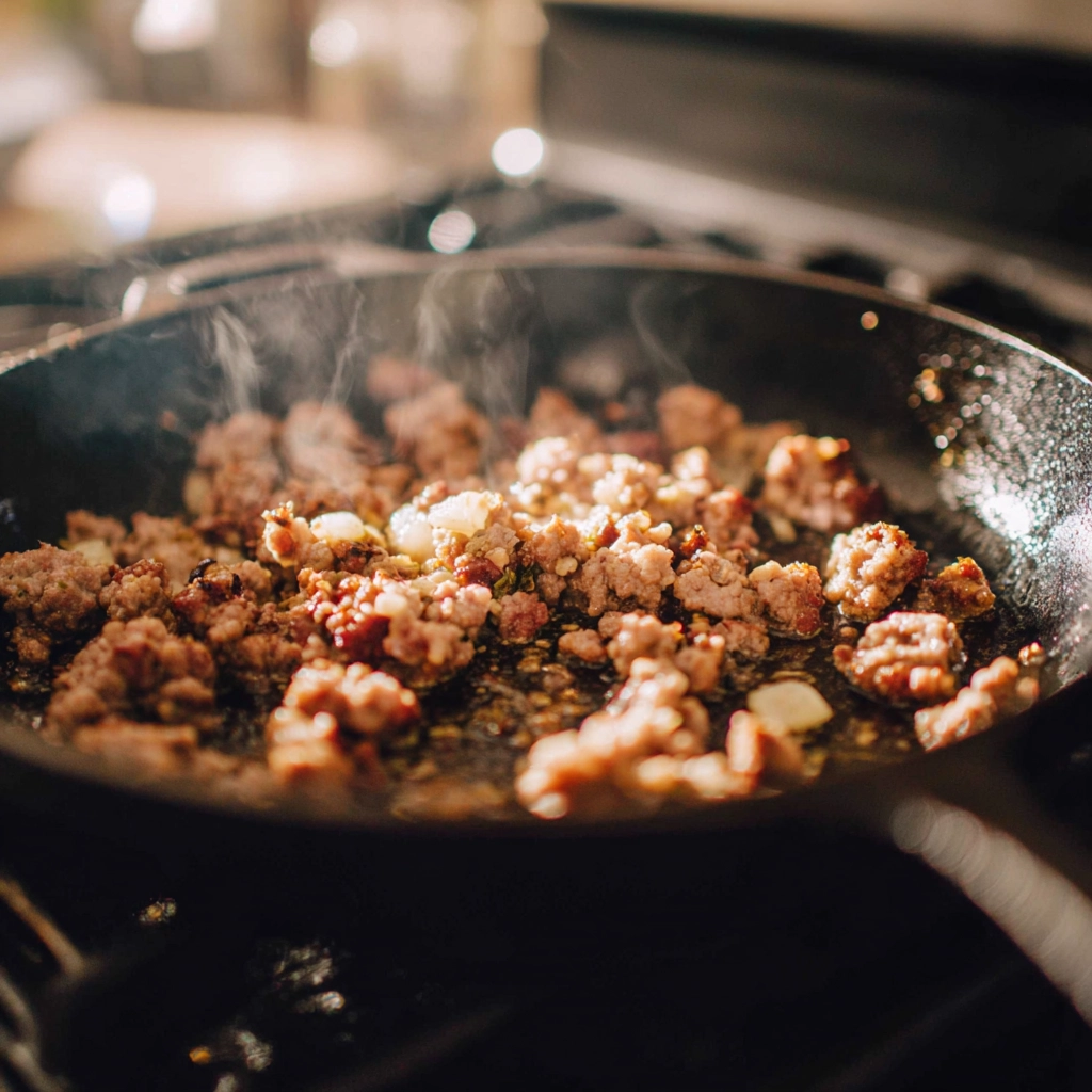 Cooking sausage for breakfast rolls