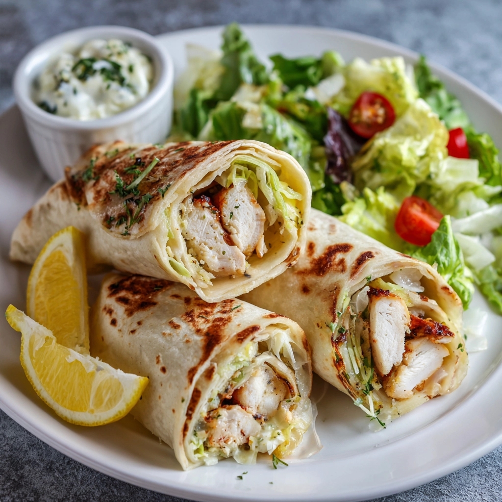 Caesar Chicken Wrap: A Quick and Healthy Twist on a Classic Favorite 8 Served Caesar Chicken Wrap halves