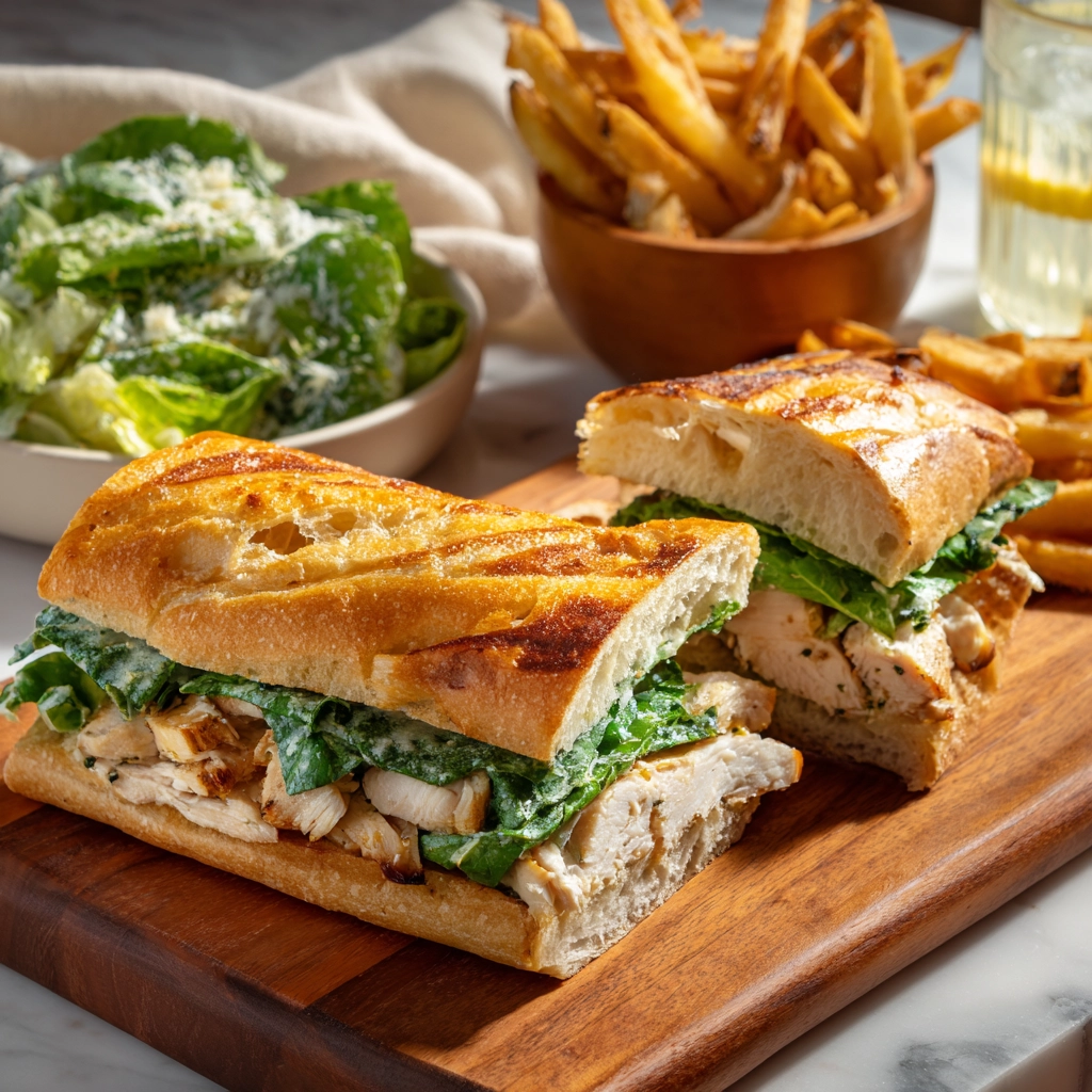 serving chicken caesar sandwich