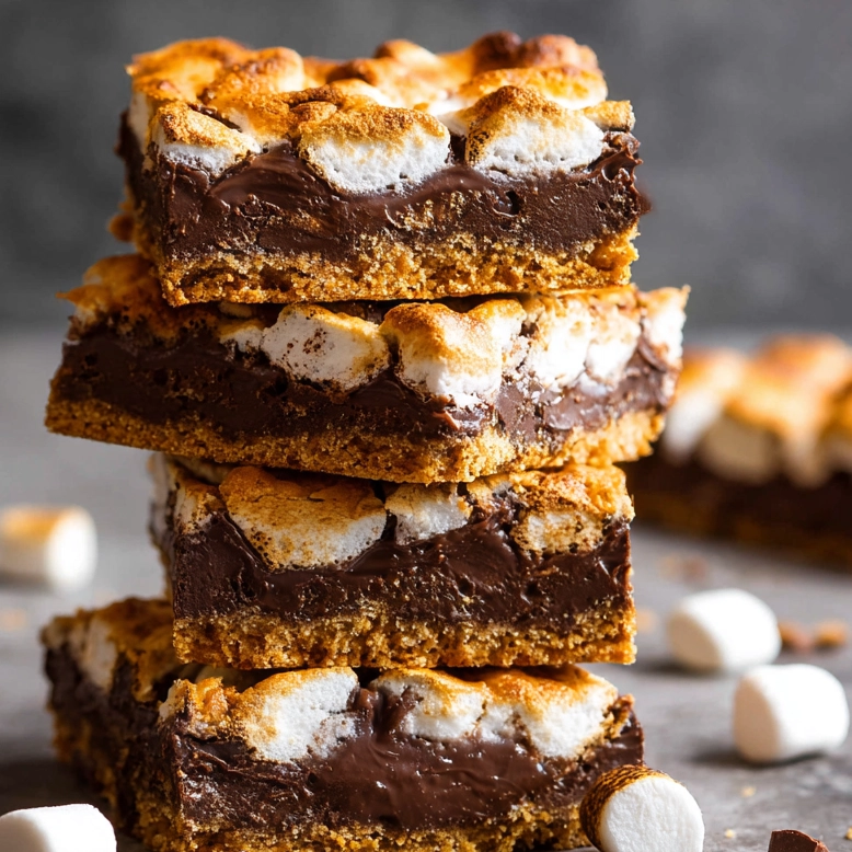 S’more Bars: The Ultimate Easy Fall Dessert for Kids and Game Day Sweets 5 Easy homemade s’more bars with toasted marshmallows and melted chocolate