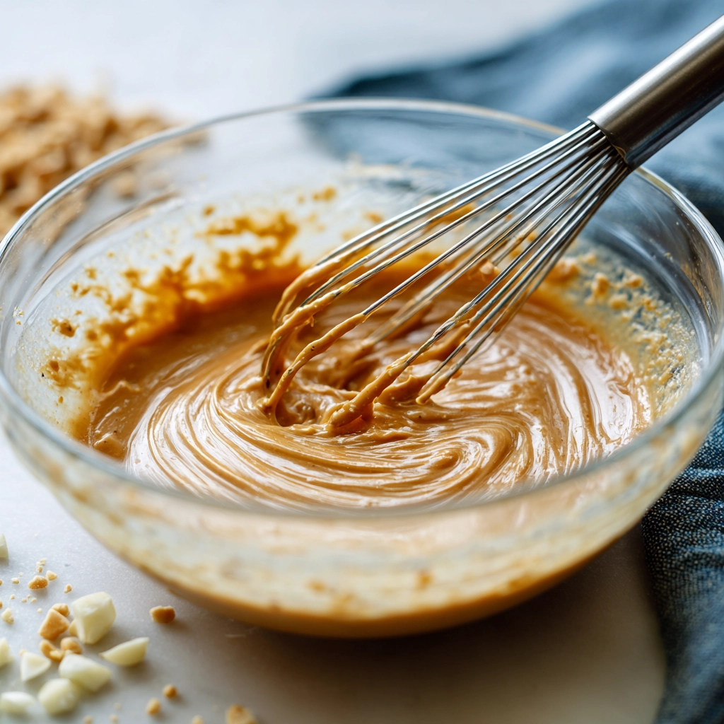 Thai Peanut Chicken Wraps – A Flavorful 15-Minute Thai-Inspired Meal 7 Whisking Thai peanut sauce for chicken wraps
