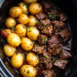Slow Cooker Garlic Butter Beef Bites with Potatoes