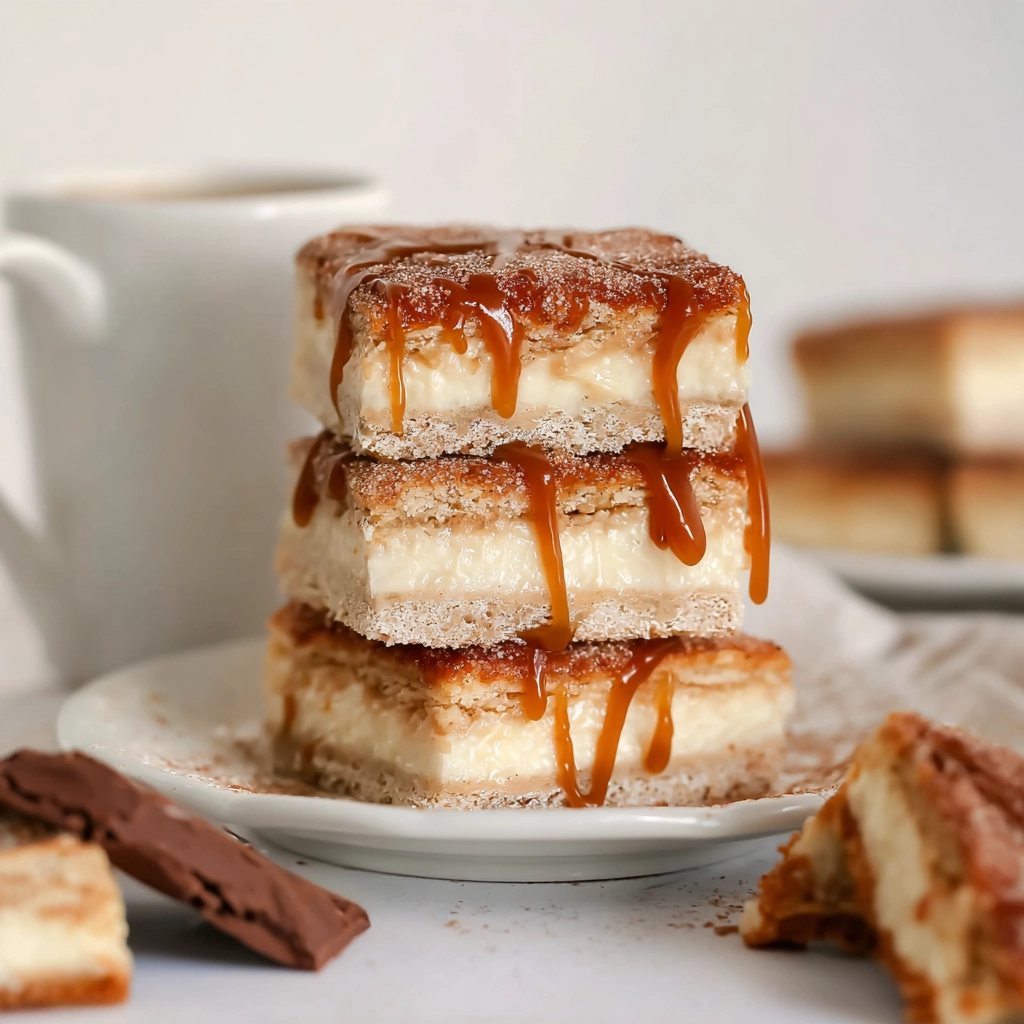 Churro Cheesecake: The Irresistible Mexican Dessert Everyone’s Talking About 8 Churro cheesecake bars served on wooden board with cinnamon sugar and coffee