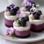 mini blackberry mousse cakes
