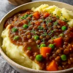 Lentil Stew Over Mashed Potatoes