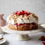 Strawberry Rhubarb Cardamom Louise Cake