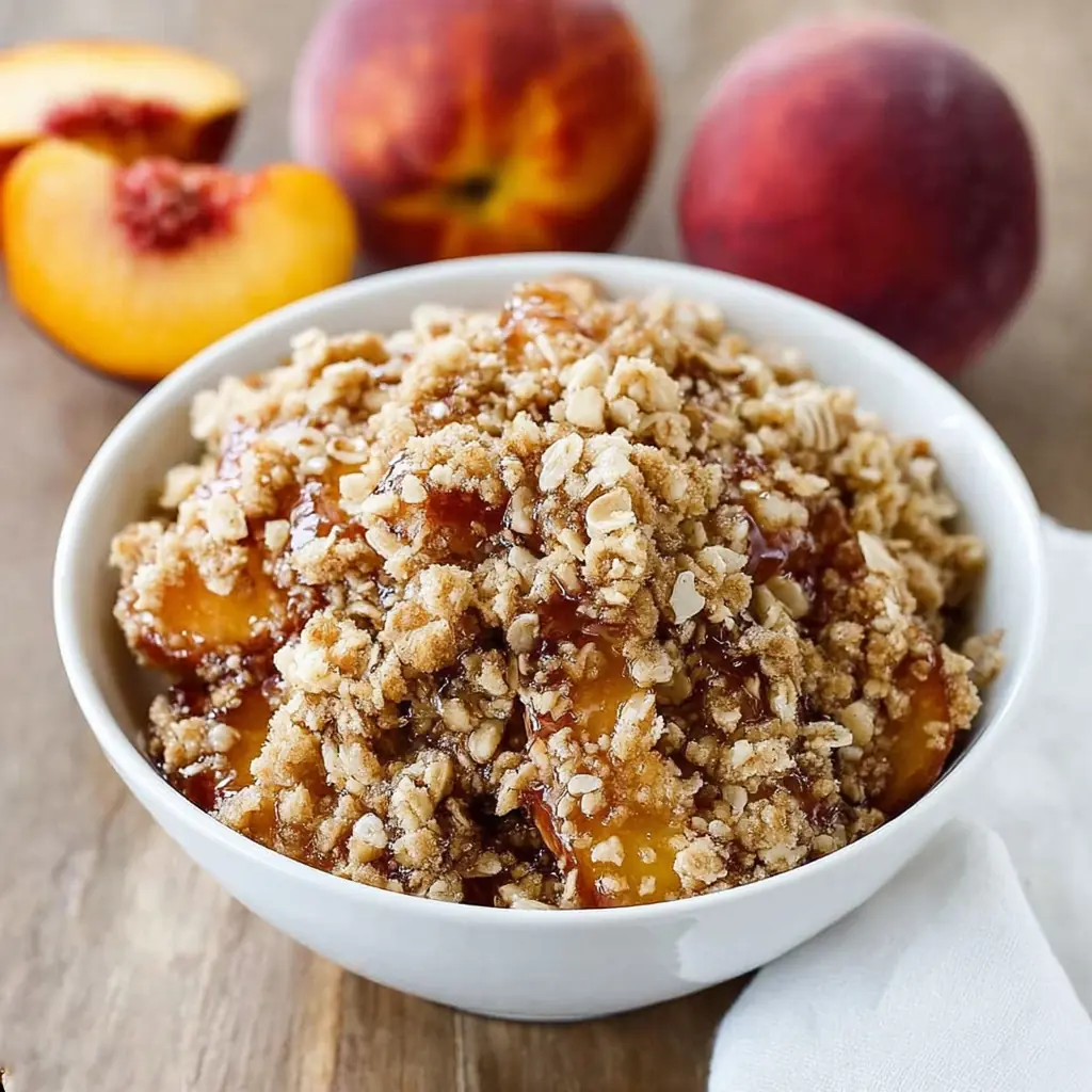 Baked Peaches Recipe – Easy Brown Sugar Streusel Dessert 9 Baked Peaches