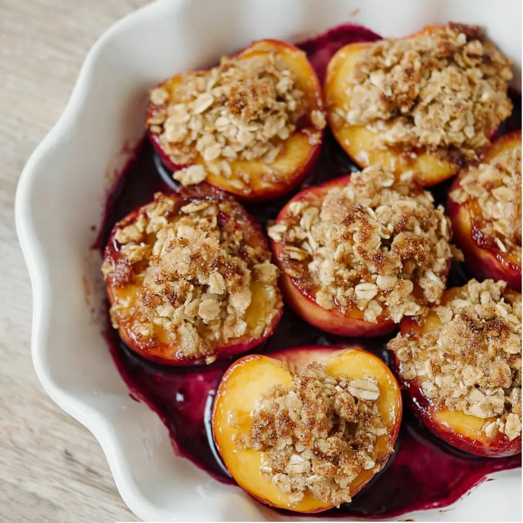 Baked Peaches Recipe – Easy Brown Sugar Streusel Dessert 8 Baked Peaches