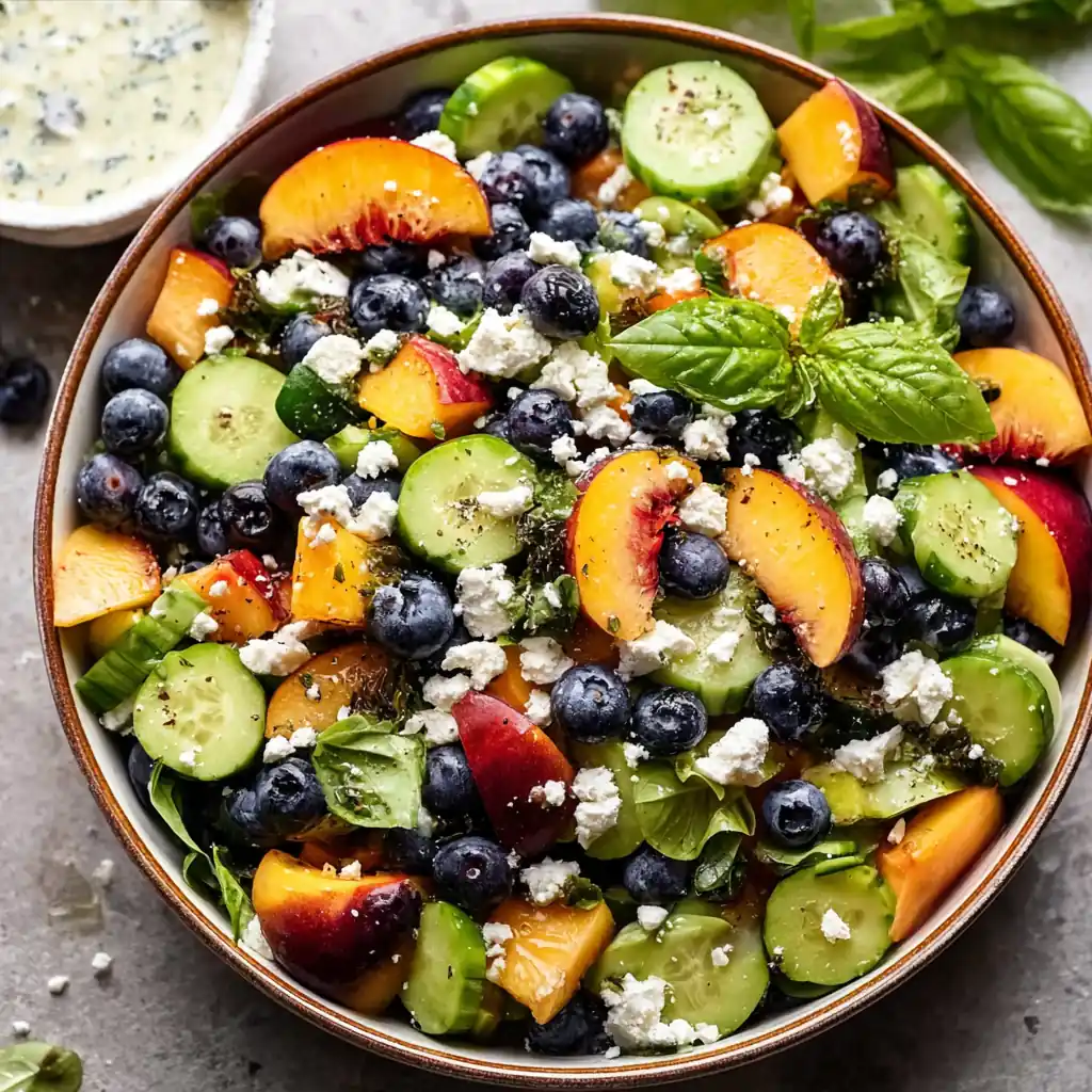 Blueberry Peach Feta Salad Easy Fresh Summer Recipe 7 Blueberry Peach Feta Salad