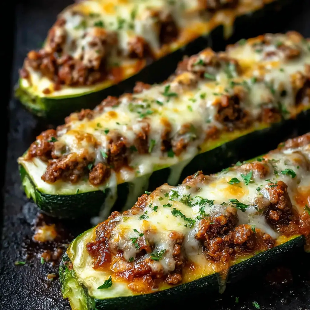 Ground Beef Zucchini Boats