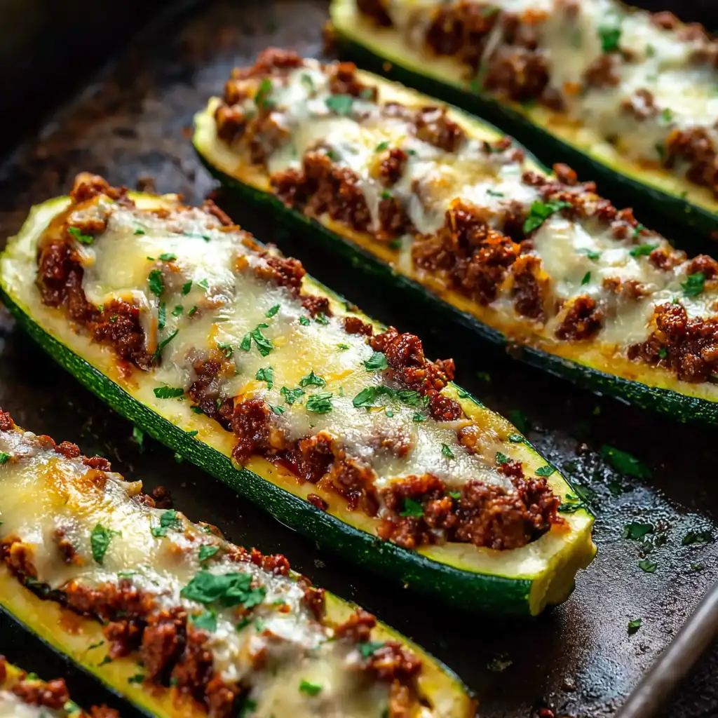 Ground Beef Zucchini Boats