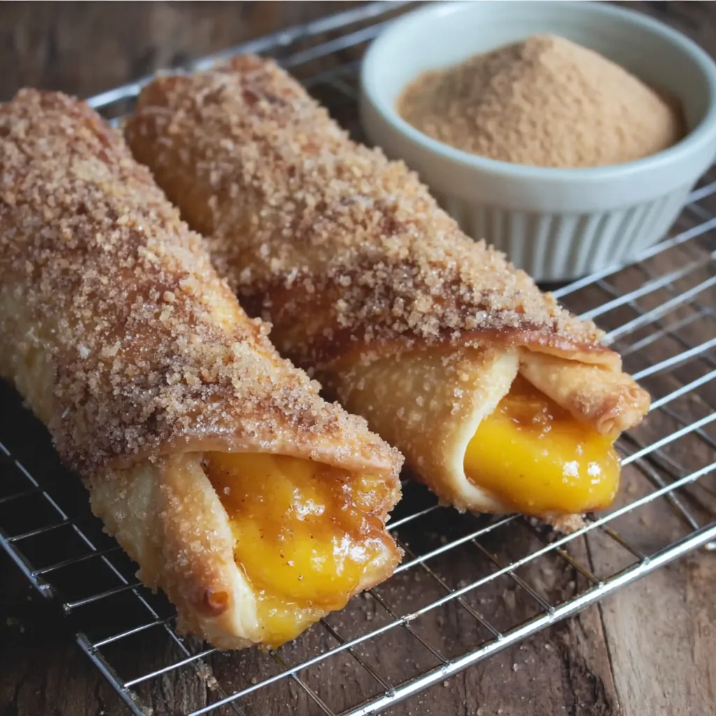 Peach Cobbler Egg Rolls