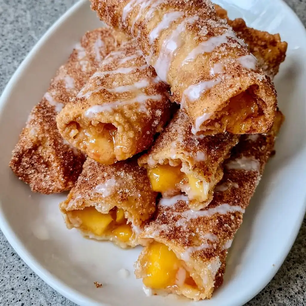 Peach Cobbler Egg Rolls
