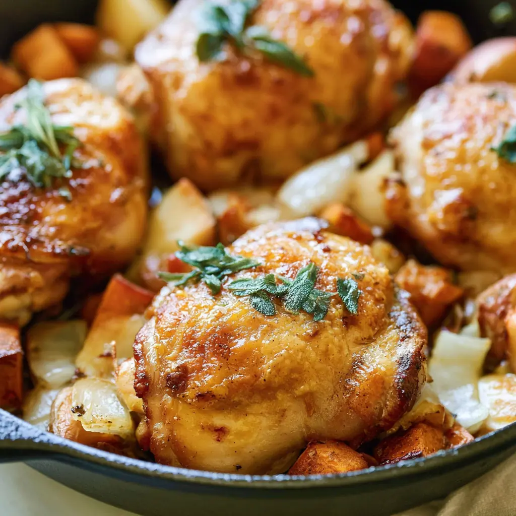 Maple Roasted Chicken With Sweet Potatoes and Apples 6 Maple Roasted Chicken