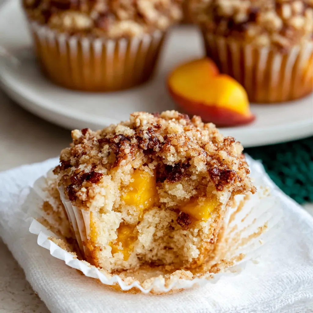 Peach Muffins: Soft, Moist Homemade Muffins with Crumb Topping 9 Peach Muffins
